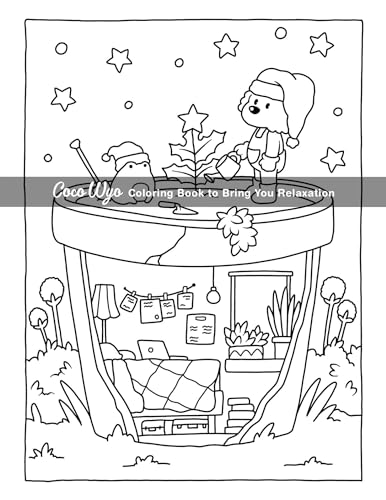 Cozy Spaces: Coloring Book for Adults and Teens Featuring Relaxing Familiar Corners with Cute Animal Characters for Stress Relief