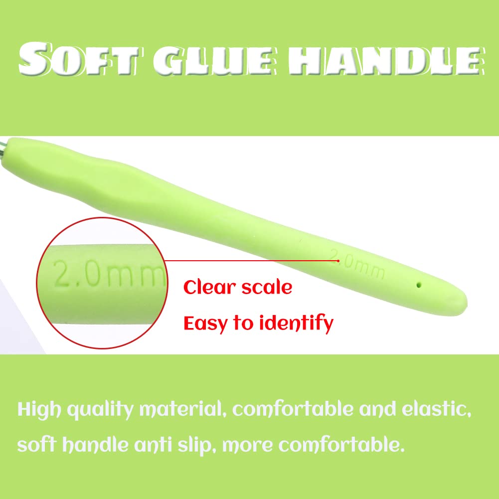 2 mm Crochet Hook, Aluminum Soft Grip Rubber Handle Needles Ergonomic Knitting Needles Crochet Needle for Beginners and Handmade DIY Knitting Crochet (2 mm)