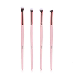 MSQ 4pcs Pink Eye Shadow Makeup Brush Set Pro Eye Contour Kit with Soft Synthetic Hairs for Eyeshadow Eyebrow Makeup Cream Powder Highlighter Brush