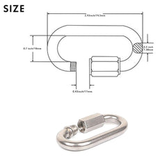 4 Pcs Quick Carabiner Clip Heavy Duty, M8-0.32 inches Stainless Steel, 500KG Bearing, Quick Link Screw Lock, for Home, Camping, Climbing, Hiking, Traveling, D Shape Marine Grade