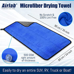 Airlab Microfibre Cloth Extra Large XXL 90x60cm, Dual-Sided Car Drying Towels 500GSM, Super Absorbent Ultra Soft Cleaning Cloths for Auto Detailing, Motorcycles Polishing, Vehicles Washing