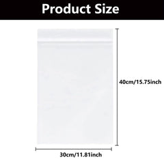 30x40cm 20 Large Plastic Bags - Ziplock Bags Grip Seal Bags, Resealable Big Clear Bags Transparent Baggies, Poly Zip Lock Bags, Sealable Storage Pouches for Kosmetische Clothing Storage Spice