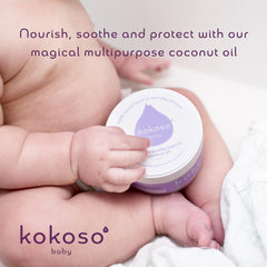 Kokoso Baby Organic Coconut Oil - Moisturising 100% Natural Baby Oil for Baby Massage, Dry, Sensitive and Normal Baby Skin - 200ml