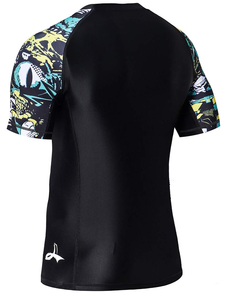 LAFROI Men's Short Sleeve UPF 50and Baselayer Skins Compression Rash Guard (Fierce, LG)