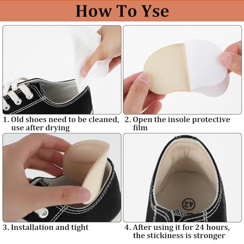 2 Pair Heel Cushion Pads, Self-Adhesive Heel Grips Inserts for Boots Loose Shoes Too Big, Anti Blister Shoe Liners Heel Protectors, Reusable Heel Guards Liners for Women Men, Improve Shoe Fit (Nude)