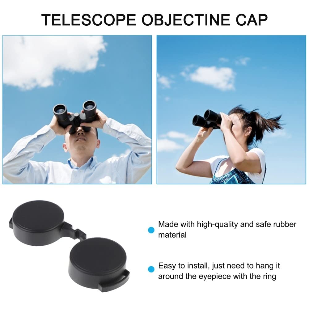 DONGKER 3Pcs Binocular Lens Covers, 42mm Rubber Objective Lens Caps with Outer Diameter 51-60mm for Binoculars