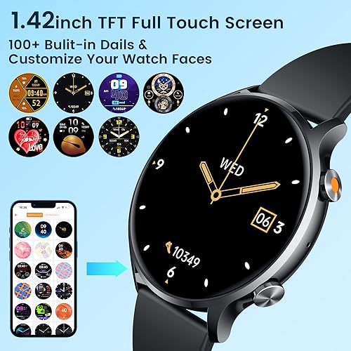 Smart Watch for Men Fitness Tracker: 1.42 inches Touch Screen Heart Rate Blood Oxygen Sleep Monitor IP67 Waterproof Watches 100and Sports Modes Pedometer GPS Activity Tracker Smartwatch Compatible Android IOS