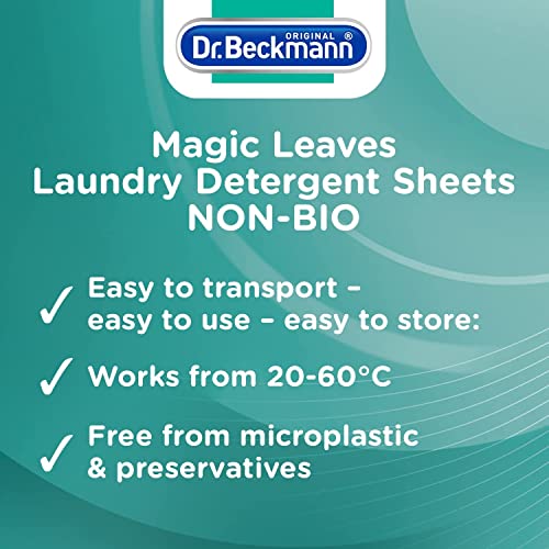 Dr. Beckmann MAGIC LEAVES Laundry Detergent Sheets NON-BIO   Convenient and pre-dosed laundry detergent sheets   Dissolvable climate neutral and easy to use   25 sheets