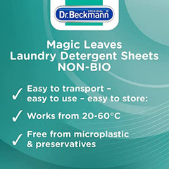 Dr. Beckmann MAGIC LEAVES Laundry Detergent Sheets NON-BIO   Convenient and pre-dosed laundry detergent sheets   Dissolvable climate neutral and easy to use   25 sheets