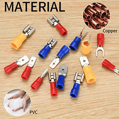 330 Pcs Cable Lugs Set, Electrical Crimp Connectors, Insulated Electrical Male and Female Flat Spade Cable Wire Terminals Connectors, 2.8mm /4.8mm/6.3mm