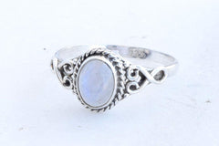 Rainbow Moonstone Ring 925 Sterling Silver Statement Ring For Women Size UK N Natural Gemstone Ring Handmade Ring Christmas Gifts Ring Jewelry