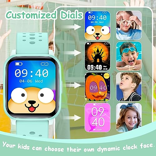 LAMA Kids Smart Watch, 1.4 inches Touch Screen Activity Trackers, Fitness Trackers With Heart Rate Monitor, Waterproof IP68 Tracker Watch Pedometer Stopwatch, Smart Watch for Girl Boy, Green