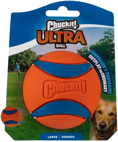 ChuckIt! Ultra Ball Dog Toy Ball Durable Rubber Dog Ball High Bounce Floating Chuck It Launcher Compatible Toy Balls For Dogs, 1 Pack, Large