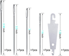 AIEX 28pcs Big-Eye Hand Sewing Needles Large Eye Stitching Needles in a Clear Tube Upholstery Needles Set 4.6cm/1.81inch, 5.2cm/2.05inch, 5.6cm/2.20inch, 6 cm/2.36 inch with a Threader for DIY Embro