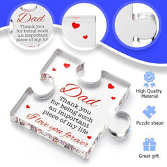 Dad Birthday Gift - Engraved Acrylic Block Puzzle Birthday Gifts for Dad 3.35 x 2.76 inch - Cool Dad Presents from Daughter, Son, Mom - Heartwarming Men Birthday Gift, Ideas