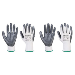 Portwest A310 Abrasion Resistant Flexo Grip Nitrile Glove Grey/White, Medium (Pack of 2)