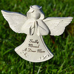 David Fischhoff Mum Guardian Angel Stick Graveside Weatherproof Ornament Durable Frost Resistant Resin, Ideal for placing in grave side flower pots