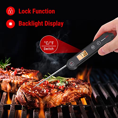 ThermoPro TP03H Instant Read Meat Thermometers with Foldable Temperature Probe, IPX6 Waterproof Food Thermometer with Calibration & Lock Function Cooking Thermometer for Air Fryers, Kitchen, BBQ Oven