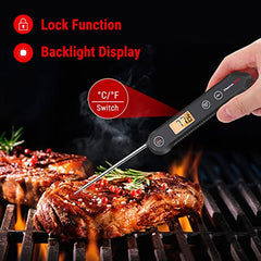 ThermoPro TP03H Instant Read Meat Thermometers with Foldable Temperature Probe, IPX6 Waterproof Food Thermometer with Calibration & Lock Function Cooking Thermometer for Air Fryers, Kitchen, BBQ Oven