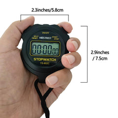 MOSTRUST Digital Simple Stopwatch, Single Lap/Split Basic Stopwatch, No Clock No Alarm No Calendar with Lanyard for Swimming Running Sports Training Coaches (Black)