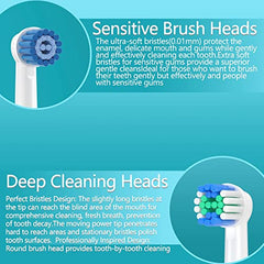 KHBD Toothbrush Head Compatible with Braun Oral b Electric Toothbrush, 16 Packs Replacement Toothbrush Heads-Include 4 Precision Brush, 4 Floss Brush, 4 Deep Cleaning Brush, 4 Sensitive Brush, White