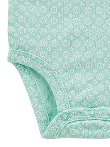 Simple Joys by Carter's Baby 5-Pack Long-Sleeve Bodysuit, Mint Green/Navy Dots/Pink/Butterflies/Floral, 12 Months (Pack of 5)