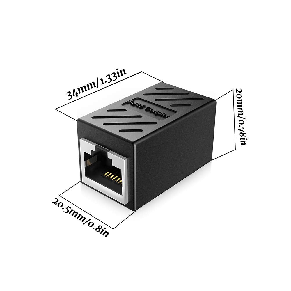 SAIBANGZI 2Pcs RJ45 Coupler Extender, Ethernet Extension Cable Adapter, 8P8C Network Coupler Connector, Ethernet Cable Extender Adapter Female to Female