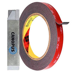 CANOPUS Waterproof 3M Double Sided Tape (12.7 mm x 3m), Heavy Duty Mounting Tape, Extra Strong VHB Tape, Ideal for LED Strip Lights, Home Decor, indoor and outdoor use, Black