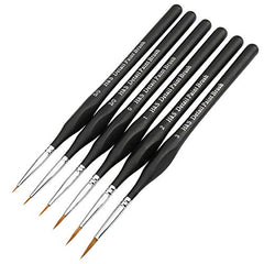 H&S Detail Paint Brushes Set 6pcs Artist Paint Brush Fine Tip Professional for Acrylic Watercolor Oil Painting