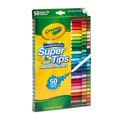 CRAYOLA SuperTips Washable Markers - Assorted Colours (Pack of 50)   Premium Felt Tip Pens That Can Easily Wash Off Skin & Clothing   Ideal for Kids Aged 3and