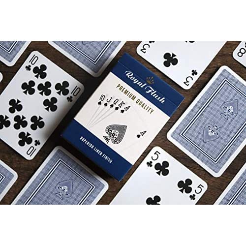 Royal Flush Playing Cards UK - 3 x Deck of Cards, Superior Cartamundi Linen Finish, Easy To Shuffle & Durable, Multipack Red & Blue, Great Gift For Games Night