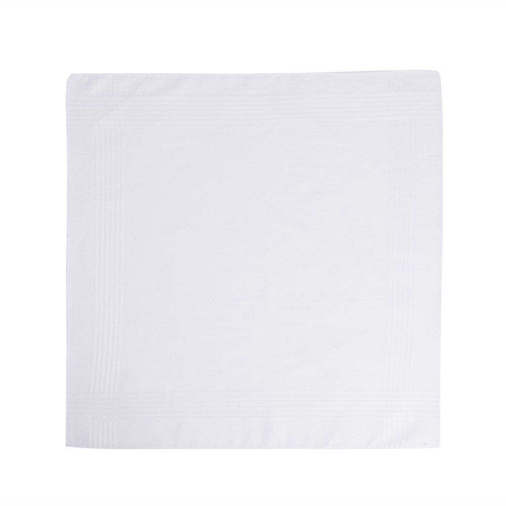 Lulusilk White Handkerchiefs for Men and Women, 100% Cotton Fabric, white, 40x40 cm/6 units