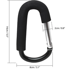 iGadgitz Home U7096 Large Buggy Clips Pram Hooks Stroller Carabiner -Black -2pcs