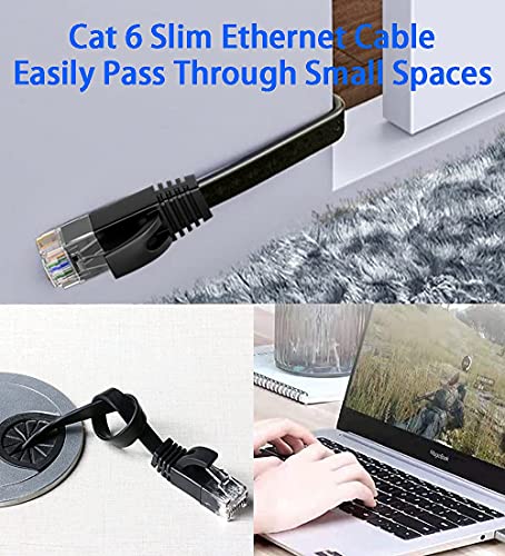 Long Internet Cable 15m, Ethernet Network Cable 15m High Speed, Cat 6 Flat Gigabit Internet Cable, RJ45 Lan Patch Cable for Home/Router/Switch(15 FREE Clips) - Faster Than Cat5/Cat 5E/False Cat 7