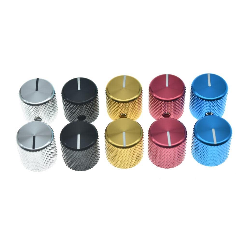 4pcs Aluminium Guitar/Bass Knobs Volume/Tone Control Knob 1/4 inches Metal Universal Potentiometer Pot Knobs with Set Screw and Indicator