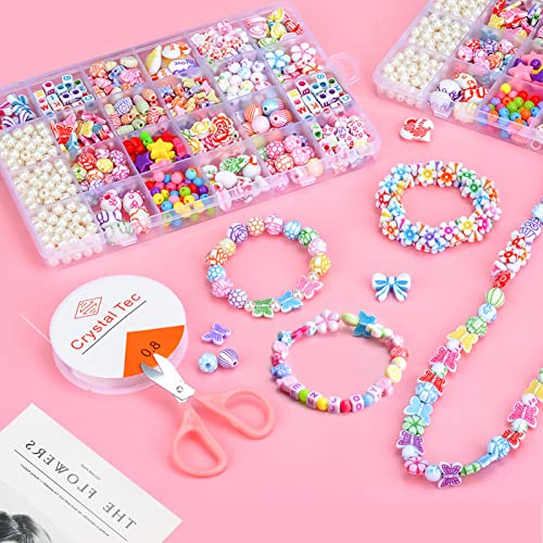 Amteker Bracelet Making Kits for Girls, Jewellery Making Kit Girls Birthday Presents, Gifts for Teenage Girls Arts Craft Kits for Kids Age 4-9, DIY Beads Friendship Bracelet Making Kit 24 Colours