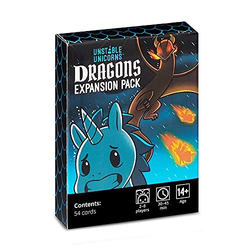 TeeTurtle   Unstable Unicorns Dragons Expansion Pack   Card Game   Ages 14and   2-8 Players   30-45 Minutes Playing Time
