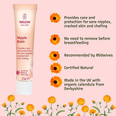 Weleda Nipple Balm, Fragrance Free Nipple Cream for New Mums, Pregnancy & Breastfeeding Safe, Natural Lanolin & Beeswax Nipple Treatment, Anti Chafing Protection, No Need To Remove Before Feeds - 25g