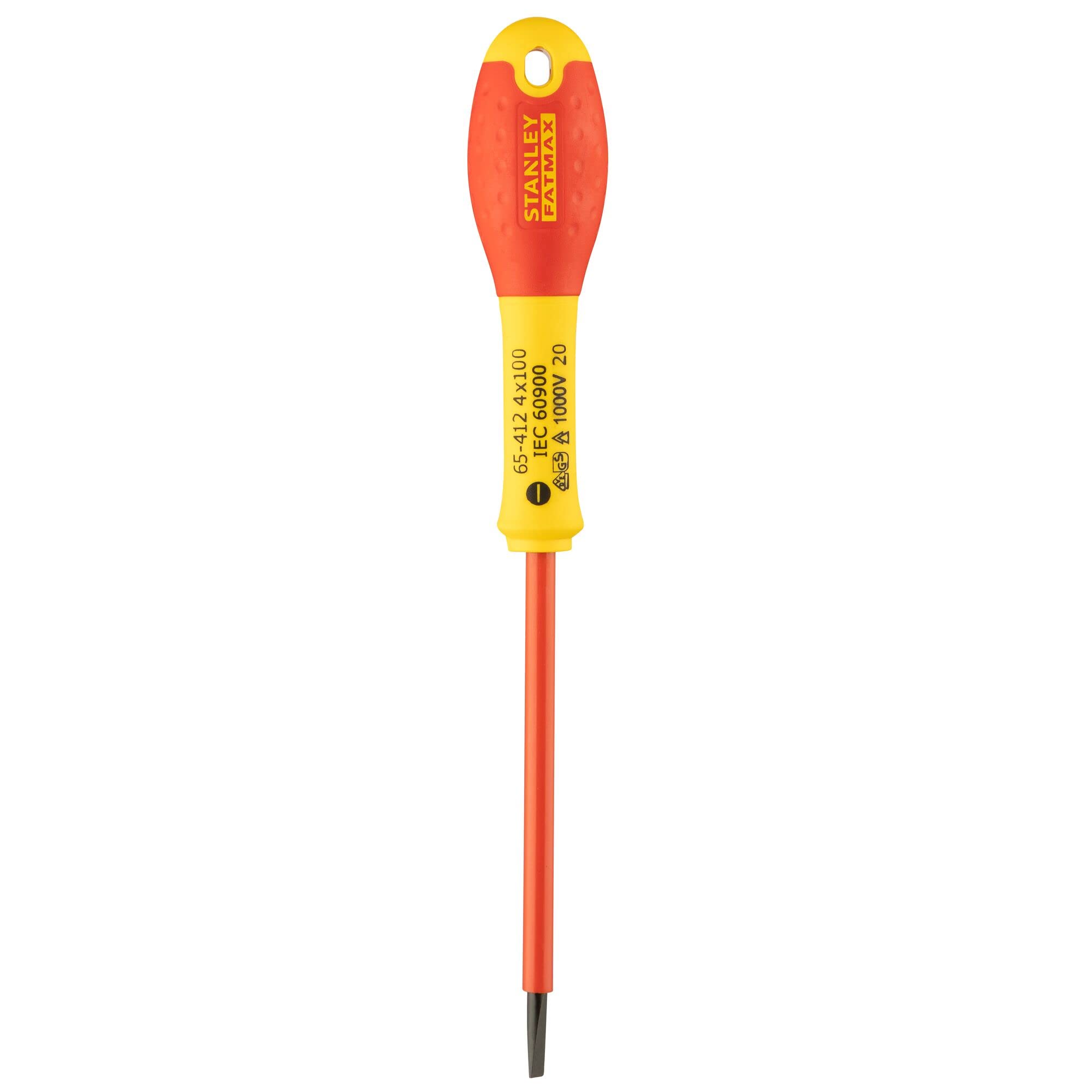 Stanley 0-65-412 Fat Max Screwdriver Insulated Slotted 4X100Mm-Red And Yellow