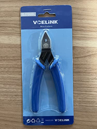 VCELINK Side Cutters Wire Cutters Precision Flush Cutters Small Cable Snips Diagonal Pliers Ideal for Electronic Industry Repair, Jewelry Processing, DIY Model Making 129mm Blue