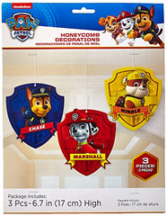 Amscan 291462 - Paw Patrol Honeycomb Hanging Decorations - 3 Pack