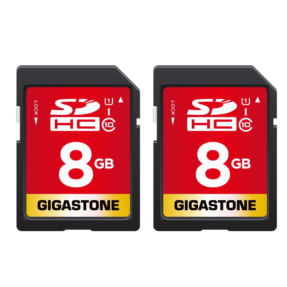 Gigastone 8 GB SDHC Memory Card, Pack of 2 Cards, High Speed for Storing Photos, Videos, Music, Voice Files, Camcorder, Camera, Recorder, PC, Mac, Class 10