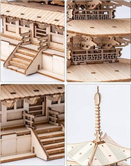 ROWOOD 3D Wooden Puzzle Japanese Temple Model Kit for Adults to build, DIY Wooden Model Building Construction Craft Kits, Ideal as Christmas And Birthday Gift