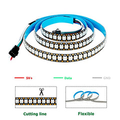 TOPAI WS2812B RGB LED Pixel Strip 1M 144LEDs, Individually Addressable Black PCB IP20 NO-Waterproof Cuttable 5050 SMD IC 5V Smart Flexible LED Lighting