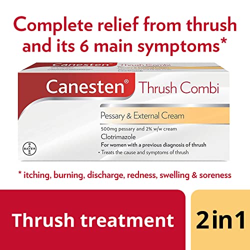 Canesten Thrush Combi Pessary & External Cream for Thrush Treatment   Clotrimazole   Two-Step Complete Relief Thrush Treatment