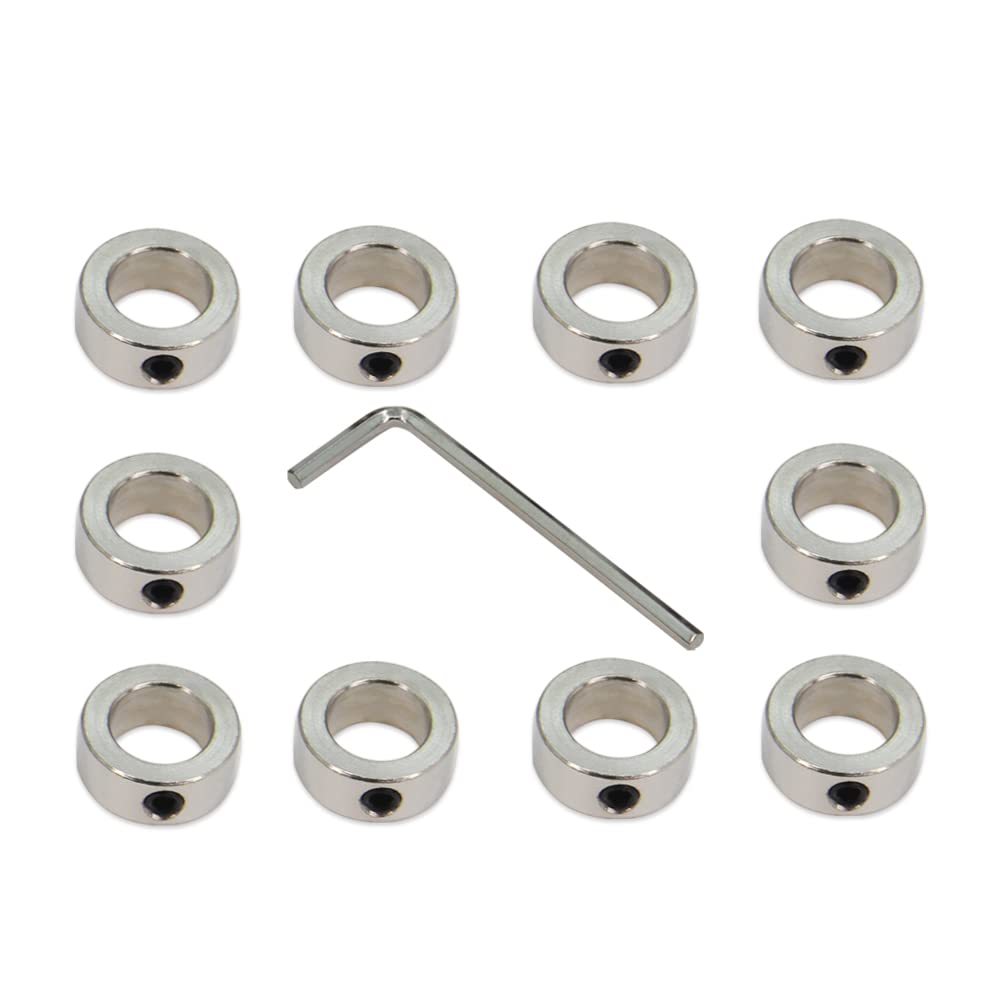 Zeberoxyz 10PCS/Pack Silver 12mm Bore Shaft Lock Collar T12 Lead Screw Lock Ring Stainless Steel Material Isolation for 3D Printer Accessories(12mm-Silver)