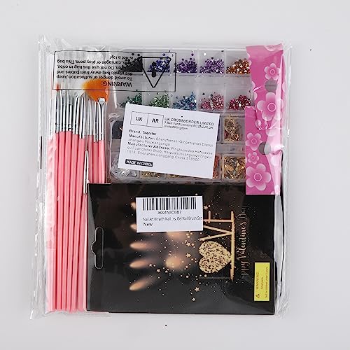 Teenitor Nail Art Kit with Nail Glitter, Nail Art Brushes & Nail Sticker for Gel Nails Art, Nail Gems Nail Accessories Tool for Teenage Girls, Nail Art Pens Nail Dotting Tool for Beginners