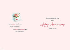 Piccadilly Greetings Piccadilly 9 inches x 6 inches - (A20222) Wife Anniversary Card - Hearts and Roses, White