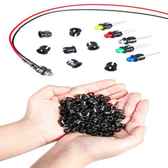 RUNCCI-YUN 60pcs 5mm prewired led，LED Diodes Light 12V 20cm Pre Wired led（Ultra Bright)and 60Pcs 5mm Plastic LED Holder and 9V Battery Holder Clip Cable for Model Railway