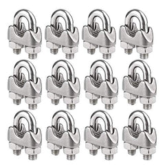 Wire Rope Clip Cable Clamp 304 Stainless Steel U Bolt Saddle Fastener M3 for Ø 3mm (1/8 inches) Wire Rope Cable, Pack of 12, by Hyber&Cara